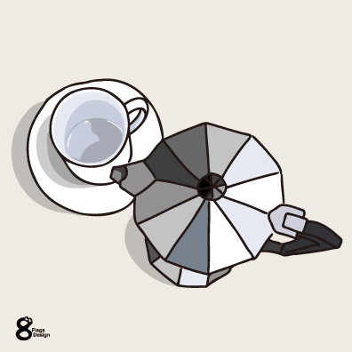 コーヒーメーカーとカップ（ホワイト）のキャッチ画像