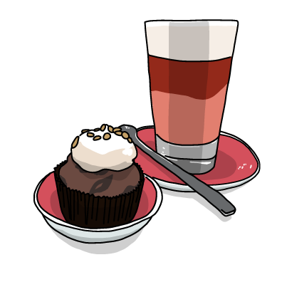 無料 商用利用okのベクター素材 カップケーキとアイスコーヒーのイラスト ベクターシェルフ