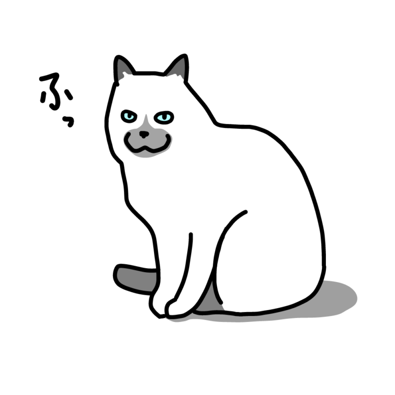 笑う白ネコ
