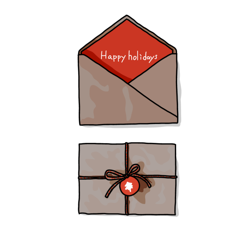 クリスマスカードと封筒赤