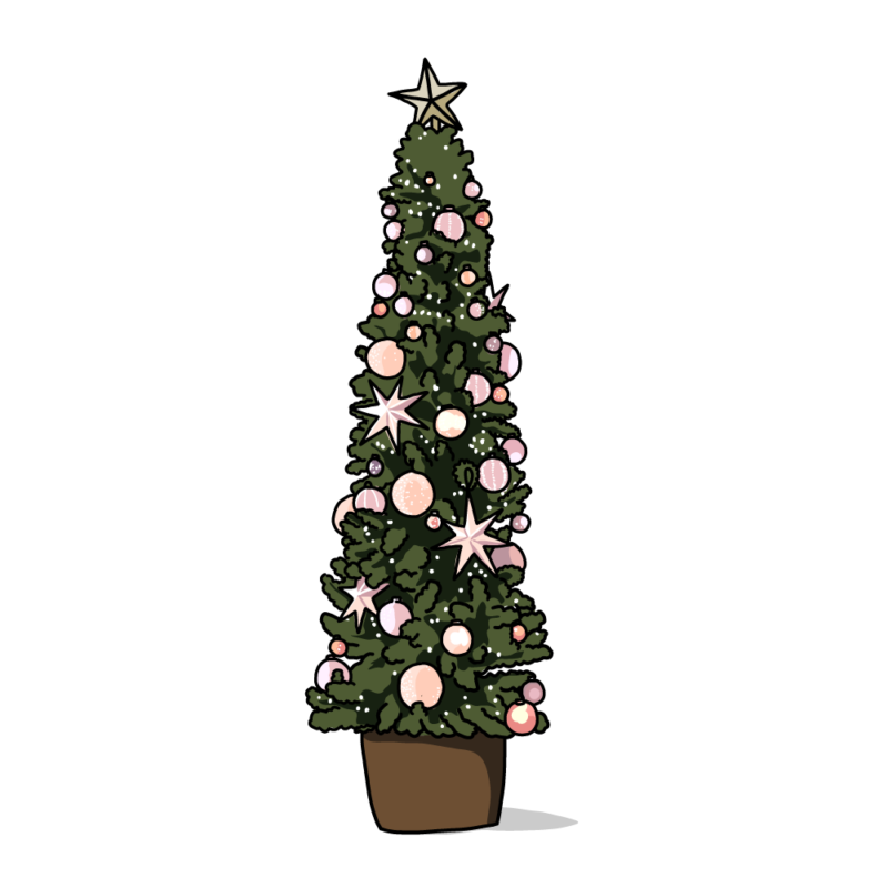 クリスマスツリー（細長）ピンク