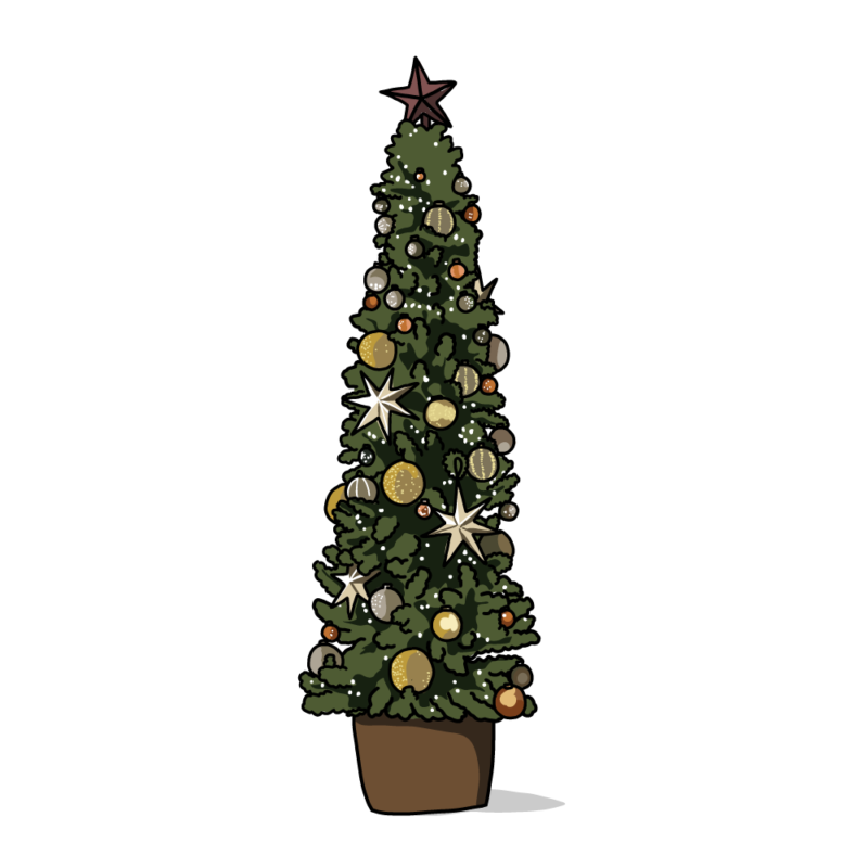 クリスマスツリー（細長）ゴールド
