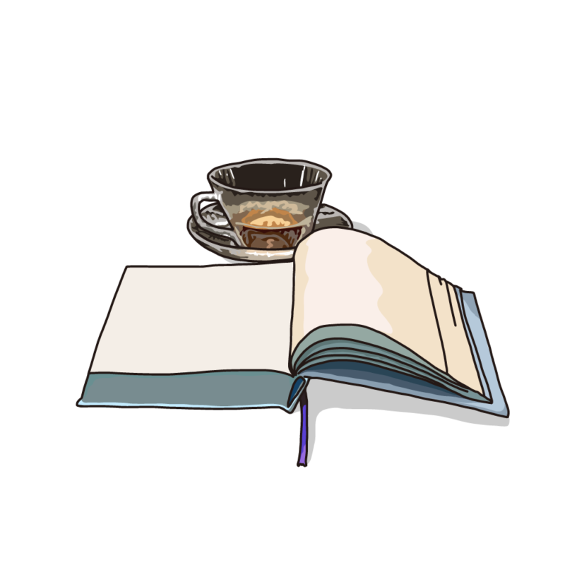 本と紅茶ブルー
