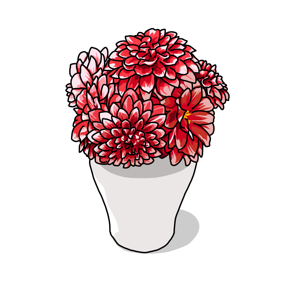 無料 商用利用okのベクター素材 ダリアの花瓶のイラスト ベクターシェルフ