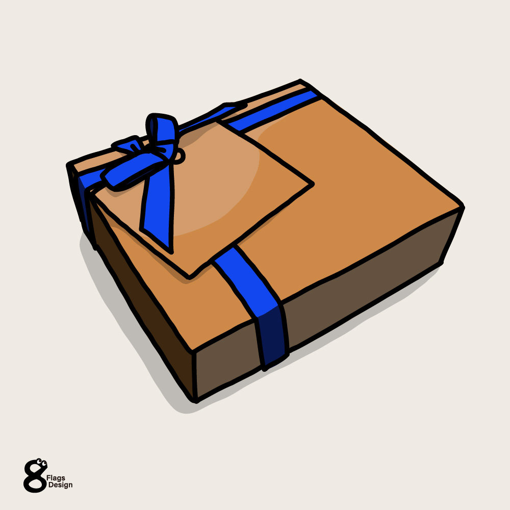 青いリボンのプレゼントボックスのキャッチ画像